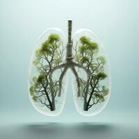 green lung with air pollution city background, AI Generative. photo