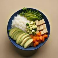 Vibrant Asian Cuisine - Fresh, Healthy Dish with Colorful Vegetables Ai generative. photo