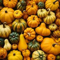 Plentiful Harvest Abundance of Fresh Organic Pumpkins for Autumn Celebrations Ai generative photo