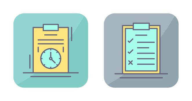 hora administración y Lista de Verificación icono vector