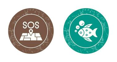 Sos and Fish Icon vector