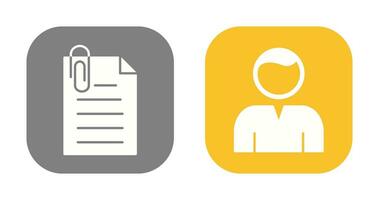 adjunto archivo y usuario icono vector