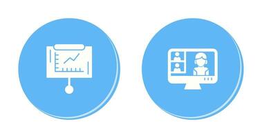 Line Graph and Conference video Call Icon vector