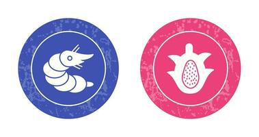 Shrimp and Dragon Fruit Icon vector