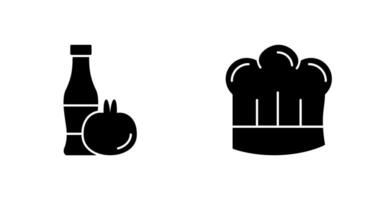 Tomato ketchup and Chef Hat Icon vector