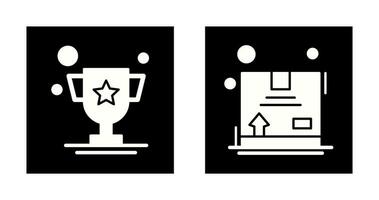 trofeo y caja icono vector