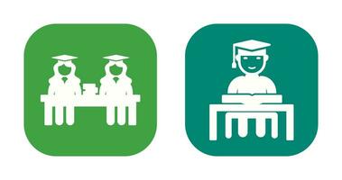 Combined Study and Studying on Desk Icon vector