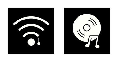 Wifi firmar y música discos compactos icono vector