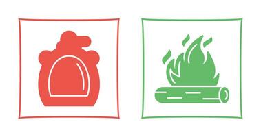 Canteen and Bonfire Icon vector