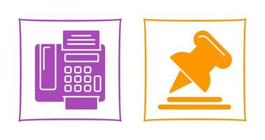 Fax Machine and Pin Icon vector