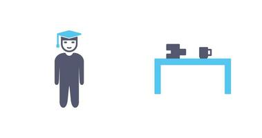 student standing and studying desk Icon vector