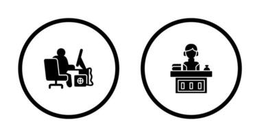 Computer Worker and Office Reception Icon vector