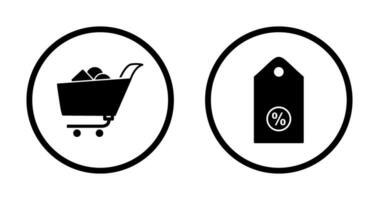 shopping cart and discount tag Icon vector