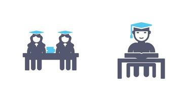 Combined Study and Studying on Desk Icon vector