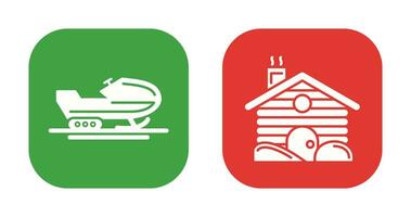 Snowmobile and Cabin Icon vector