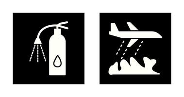 using extinguisher and firefighter plane  Icon vector