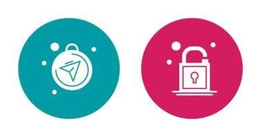 Compass and Open Lock Icon vector