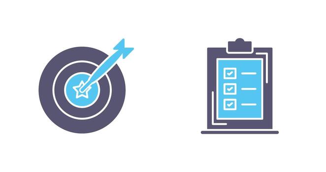 dardo y Lista de Verificación icono vector