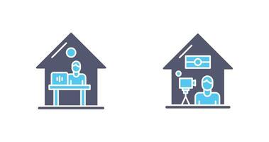 Work At Home and Lie Record Icon vector