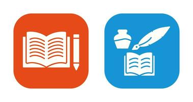 Pencil and Book and Quilland Book Icon vector