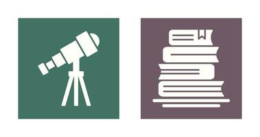 Telescope and BooksSnack and Money Icon vector