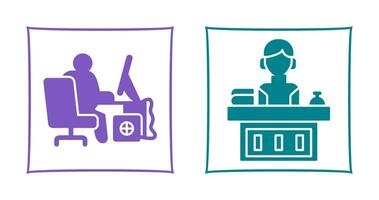 Computer Worker and Office Reception Icon vector