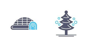 Igloo and Pine Tree Icon vector