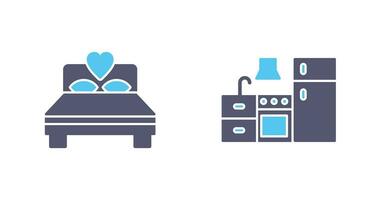 Bedroom and Kitchen Icon vector