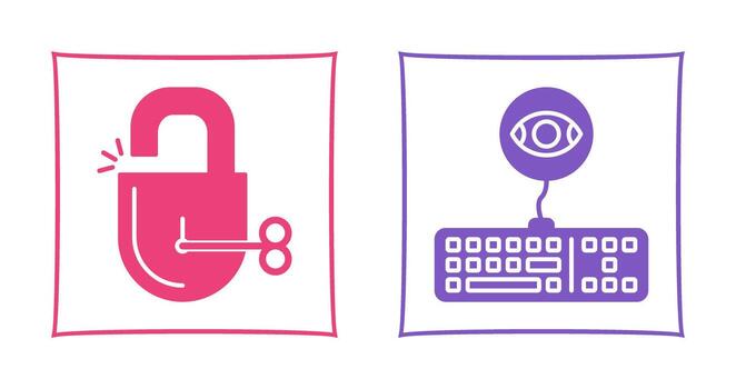 Unlock and Keylogger Icon vector