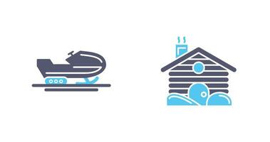 Snowmobile and Cabin Icon vector