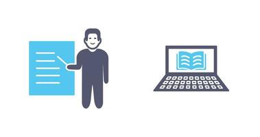 Online Books and Male Presenter Icon vector