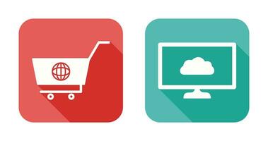global shopping and cloud sysytem  Icon vector