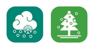 nieve otoño y Navidad árbol icono vector