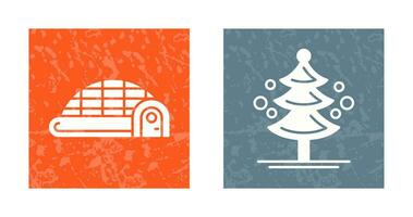 Igloo and Pine Tree Icon vector