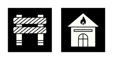 barrier and house on fire Icon vector