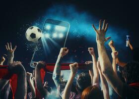 Watch a live sports event on your mobile device. Betting on football matches photo