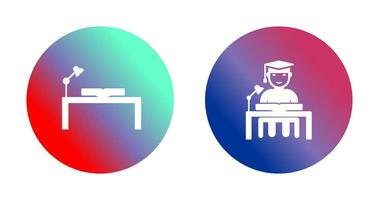 study desk and studying on desk  Icon vector
