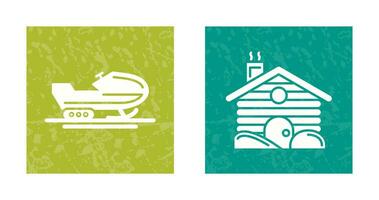 Snowmobile and Cabin Icon vector