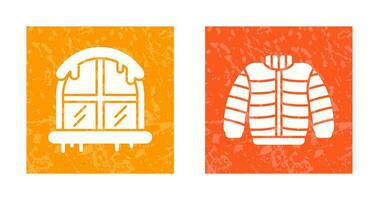 ventana y invierno ropa icono vector