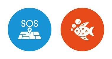 Sos and Fish Icon vector