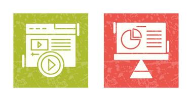 Video Content and Pie Chart Icon vector