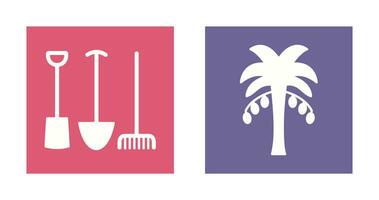 Gardening Tools and Palm tree Icon vector