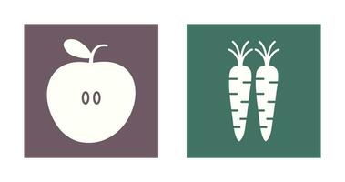 manzanas y zanahorias icono vector