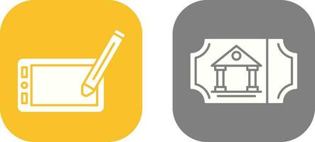 Drawing Tablet and Museum Ticket Icon vector