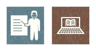 Online Books and Male Presenter Icon vector