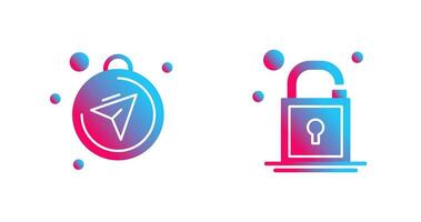 Compass and Open Lock Icon vector