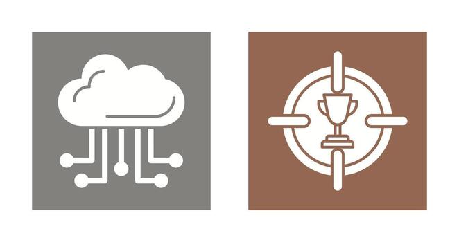 nube informática y objetivo icono vector