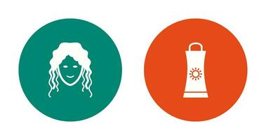 Sunblock Cream and Hair Curly Icon vector