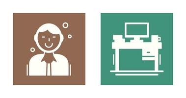 Employee and Desk Icon vector