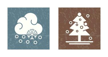 Snow Fall and Christmas Tree Icon vector